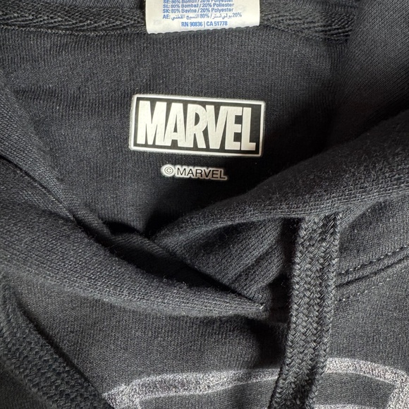 Marvel Stark Industries Mens L Black Hoodie Iron Man Graphic Pullover Sweatshirt - Picture 5 of 9